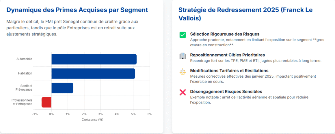 Dynamique des primes acquises par Segment - Stratégie de redressement 2025 (Franck le Vallois) - MMA Déficit 2024