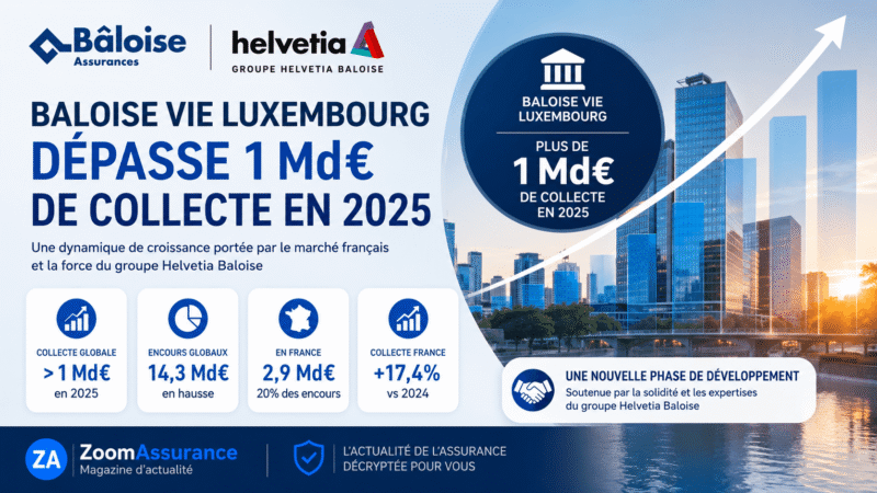 Baloise Vie Luxembourg enregistre une collecte de plus de 1 Md€ en 2025, renforçant son développement sélectif sur le marché français de l’assurance vie.