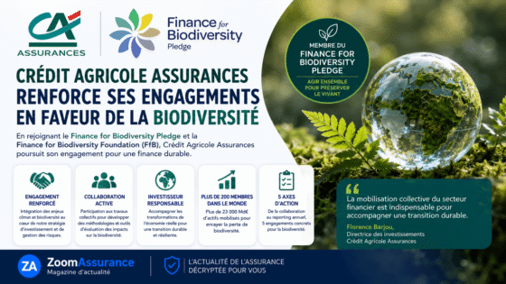Crédit Agricole Assurances intègre les enjeux biodiversité via Finance for Biodiversity, avec plus de 200 institutions et 23 000 Md€ d’actifs engagés.