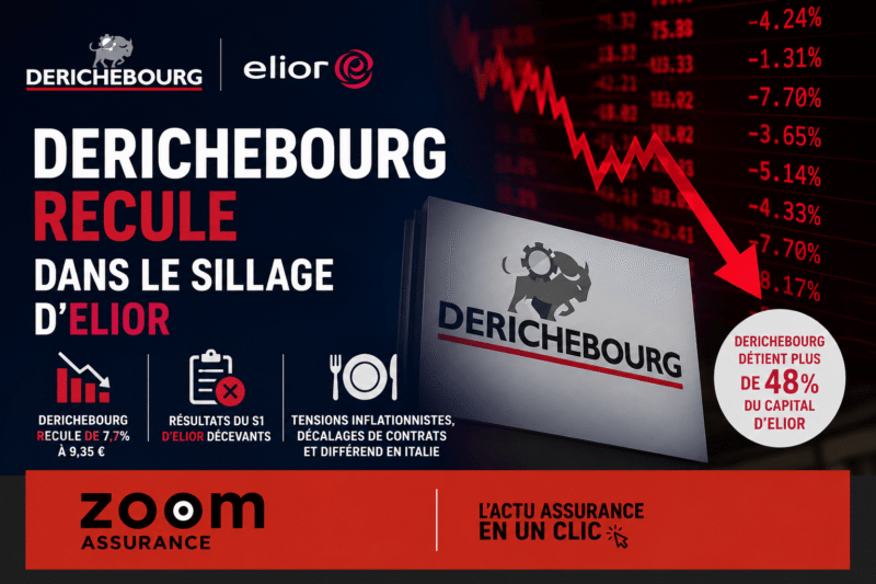 Derichebourg recule à 9,35€ suite aux résultats décevants d’Elior, impactant la valorisation et les perspectives financières pour les investisseurs.