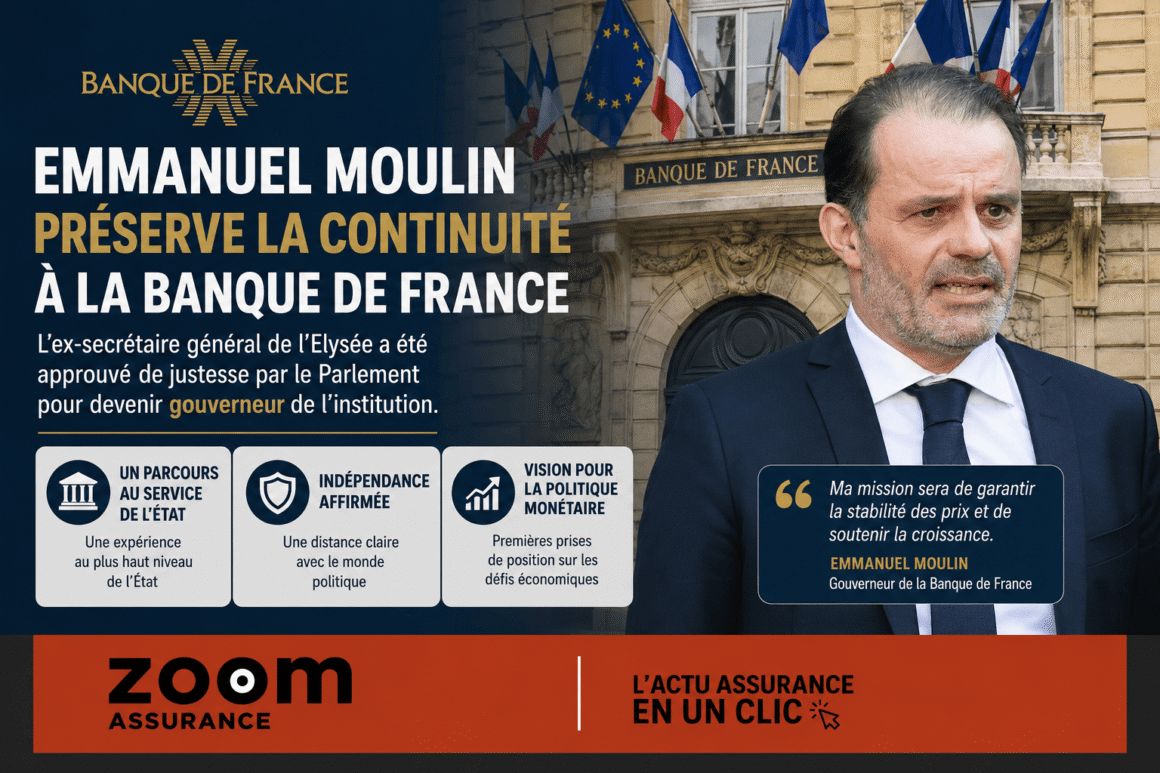 Emmanuel Moulin devient gouverneur de la Banque de France en 2026, promettant indépendance et gestion rigoureuse face aux défis monétaires et climatiques.