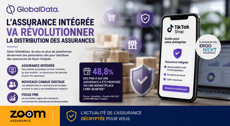 GlobalData révèle que 48,8% des PME achètent une assurance intégrée via marketplace, simplifiant la couverture commerciale et réduisant les coûts.