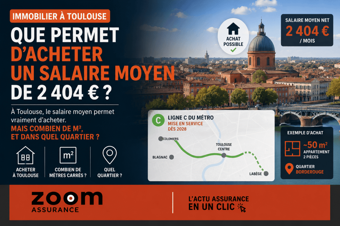 Immobilier à Toulouse : avec 2 404 €/mois, capacité d’emprunt jusqu’à 140 000 € en 2026, soit un T2 confortable dans plusieurs quartiers attractifs.