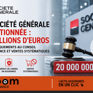 La Société Générale sanctionnée en 2024 pour manquements au devoir de conseil dans l’assurance Sobrio, avec une amende de 20 millions d’euros infligée.