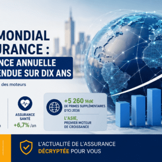 Le marché mondial assurance croît de 7,1 % en 2025, porté par l’assurance santé (+12,3 %) et l’Asie, avec 6 900 Md€ de primes totales.