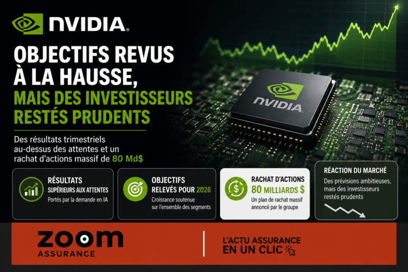 Nvidia affiche un CA de 81,6 Mds$, rachat d’actions de 80 Mds$ et dividende relevé, face à une IA concurrentielle qui impacte investisseurs et épargnants.