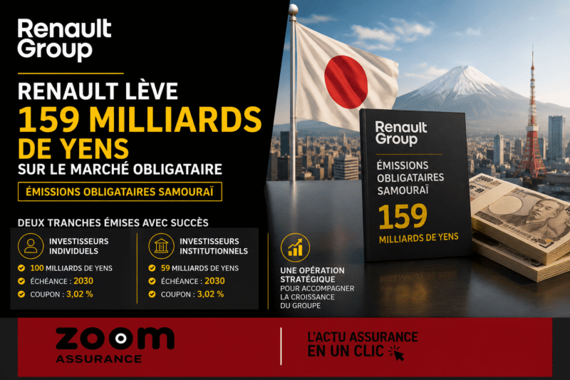 Renault émet 159 Mds yens d’obligations 2026, renforçant sa trésorerie, un signal clé pour la stabilité financière des épargnants et assurés.