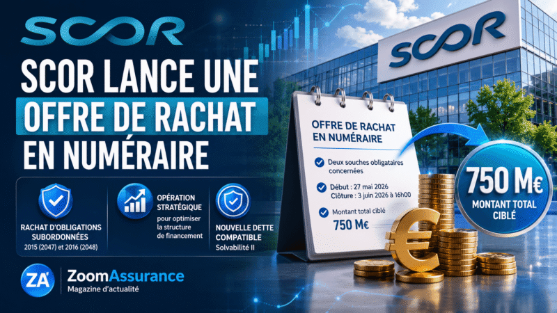SCOR lance un rachat de 750 M€ d’obligations subordonnées couplé à une émission Tier 2 conforme à Solvabilité II pour son financement en 2026.