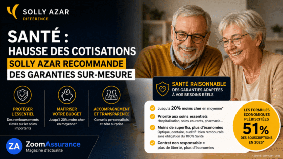 Solly Azar propose en 2026 un contrat santé raisonnable 20% moins cher, adapté aux séniors face à la hausse des cotisations et aux contraintes du 100% Santé.